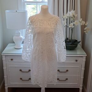 NWT Shoshanna Womens Holland Mini Dress Palm Leaves Lace in Creamy White Size 6